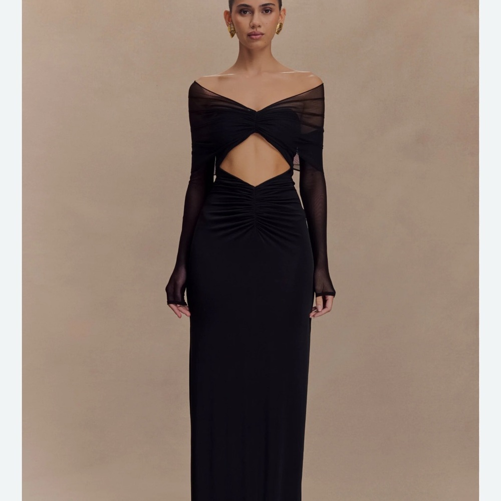 Meshki Black Off-Shoulder Maxi Dress